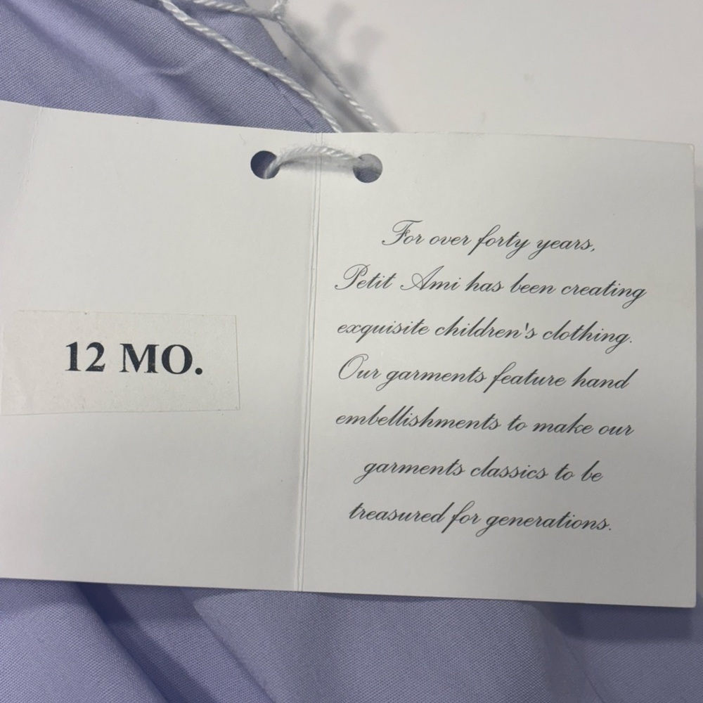 PETIT AMI DRESS SMOCKING SIZE 12 MONTHS
COLOR LAVENDER - Picture 9 of 10